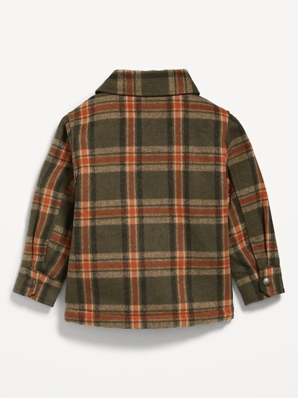 Old Navy Unisex Sherpa-Lined Plaid Shacket Toddler 3t Orange Green Fall